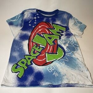 Mens Space Jam Blue T Shirt Logo Graphic Size Extra Large